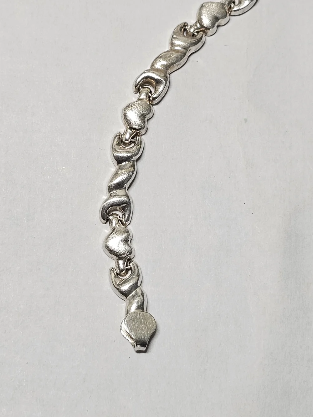 Sterling Silver 925 Heart Link Bracelet - 8
